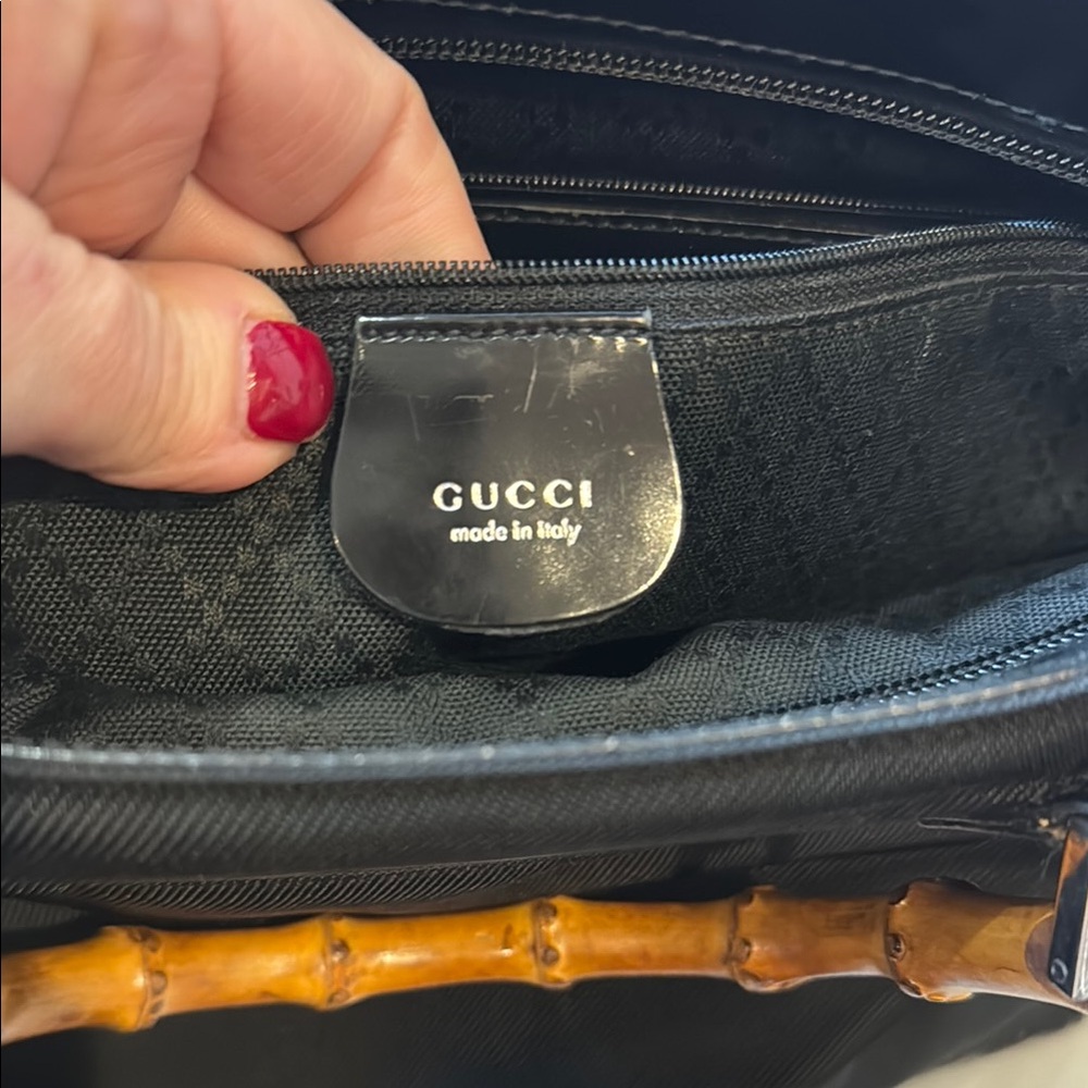 Gucci Black Nylon Tote Bag with Bamboo Handles - Picture 5 of 17